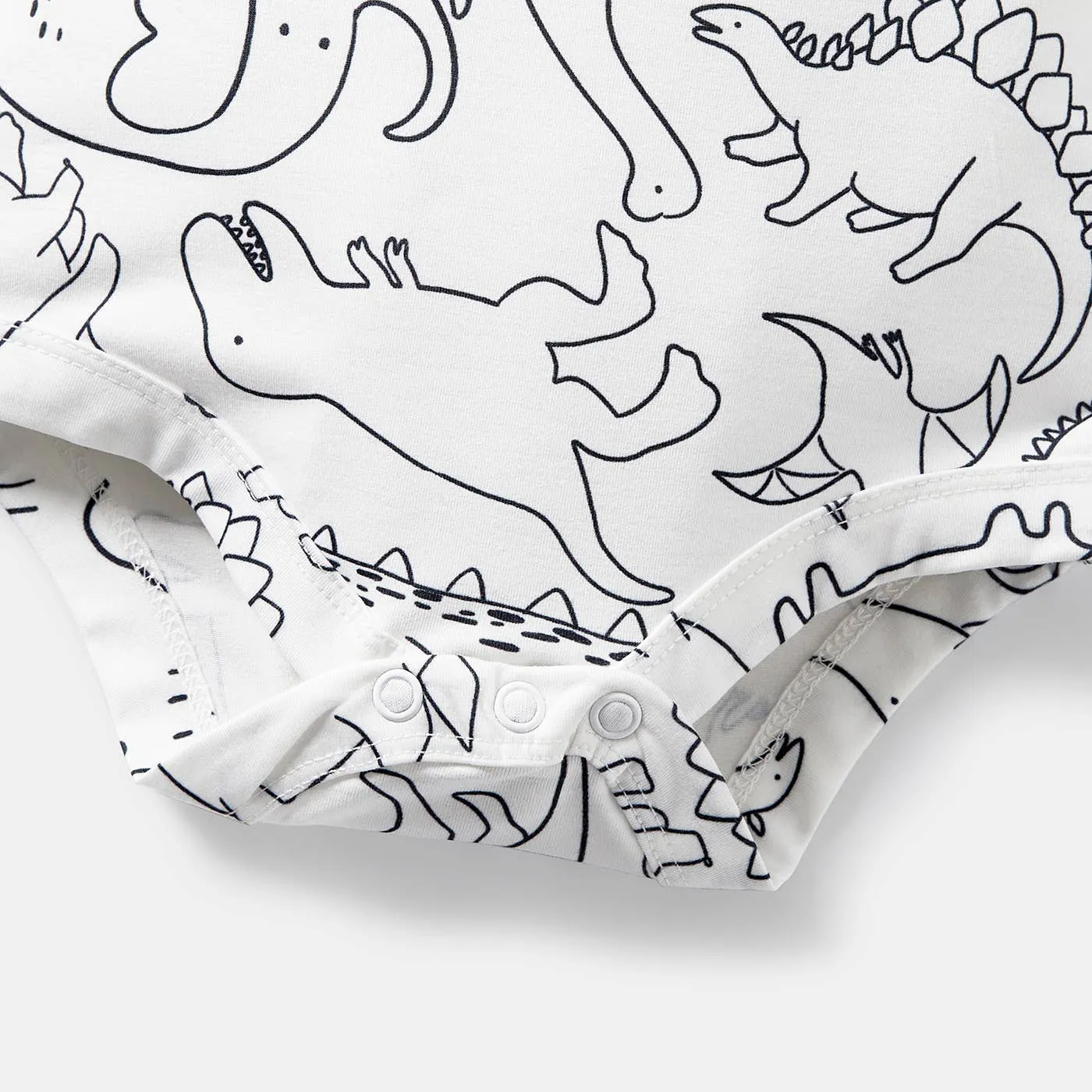 Baby Boy White Dinosaur Romper