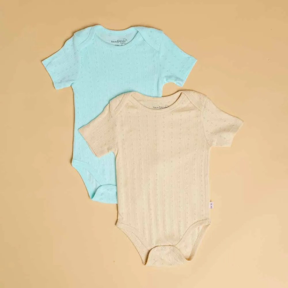 Baby Short Sleeve Onesies Pack of 2 , Unisex Collection