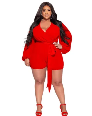Cotton Mesh Deep Low Waist V-Neck Plus Size Rompers