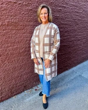 Cream/Camel Plaid Cardigan