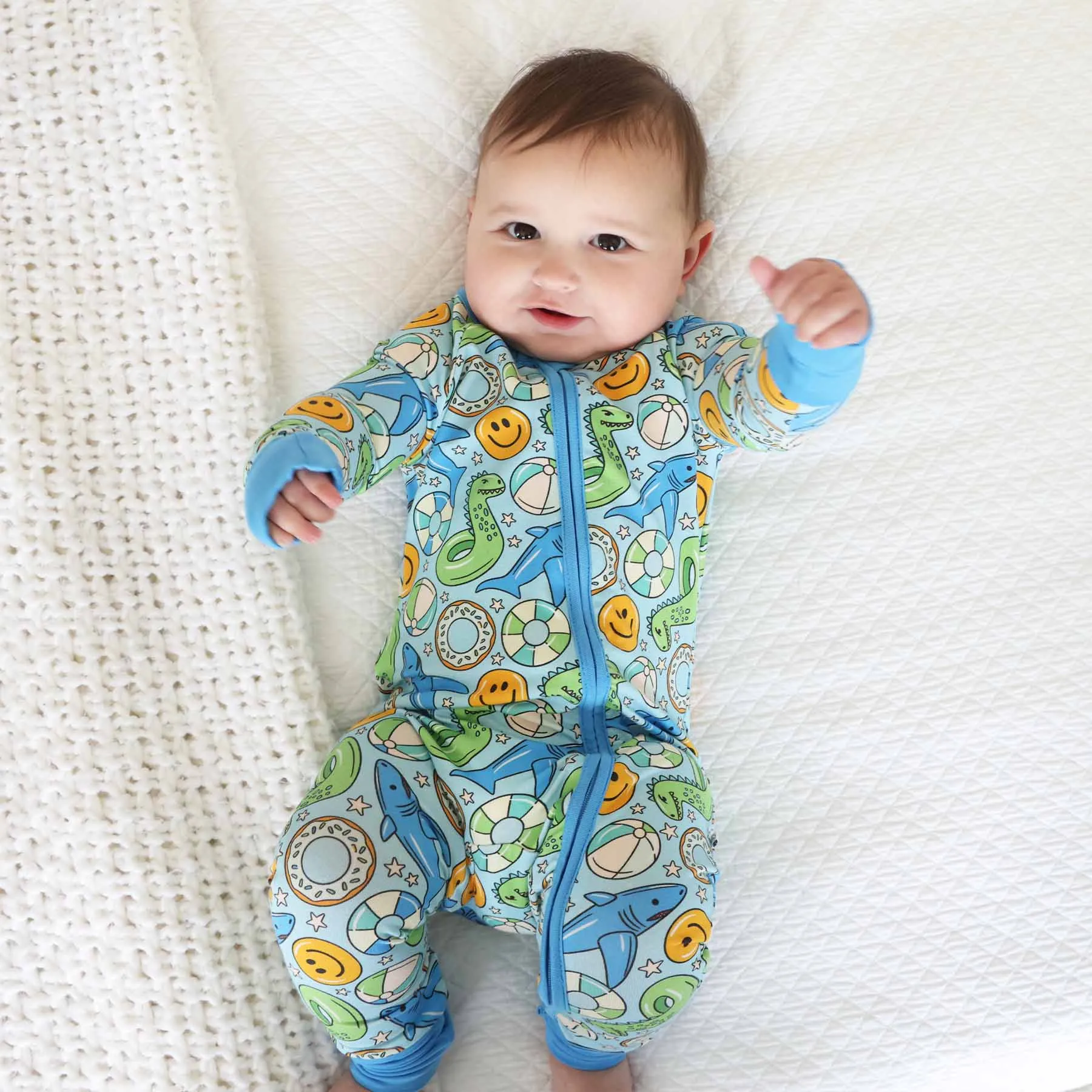 Floatie Friends Convertible Zip Romper | Blue
