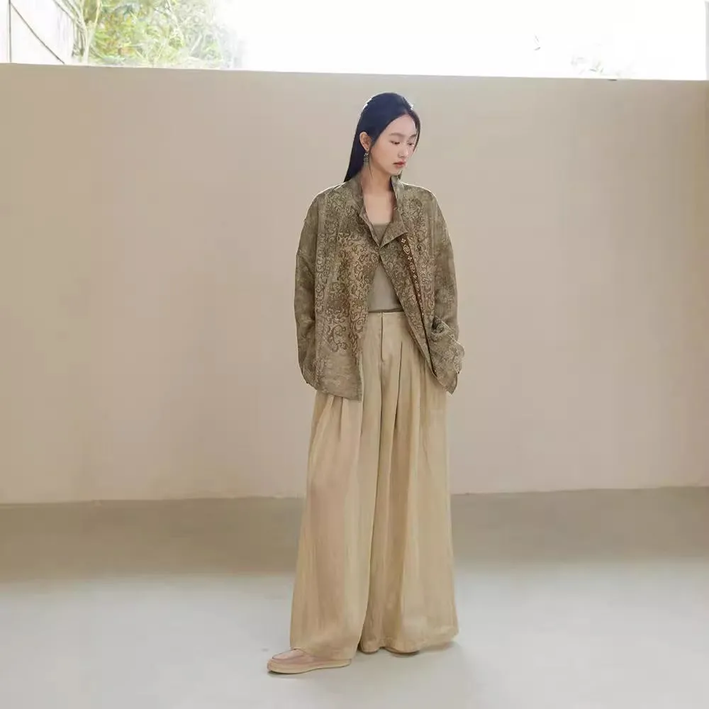 Jacket Women's Spring and Autumn Wear Tencel Linen Fried Cardigan Baoxianhua Embroidered Hu Clothing Short Jacket B0717