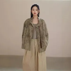 Jacket Women's Spring and Autumn Wear Tencel Linen Fried Cardigan Baoxianhua Embroidered Hu Clothing Short Jacket B0717
