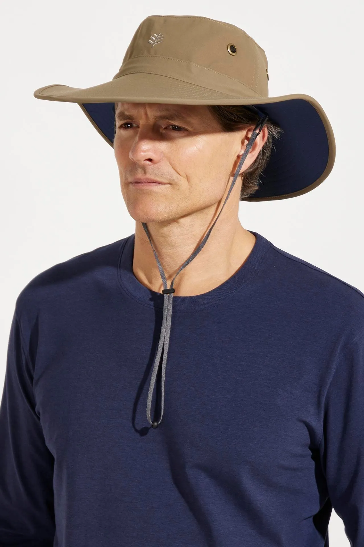Leo Shapeable Wide Brim Hat | Khaki/Navy