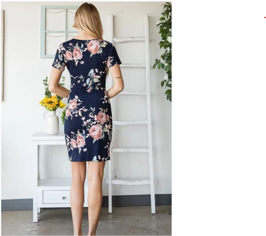 Navy Floral Dress - #6322-6327