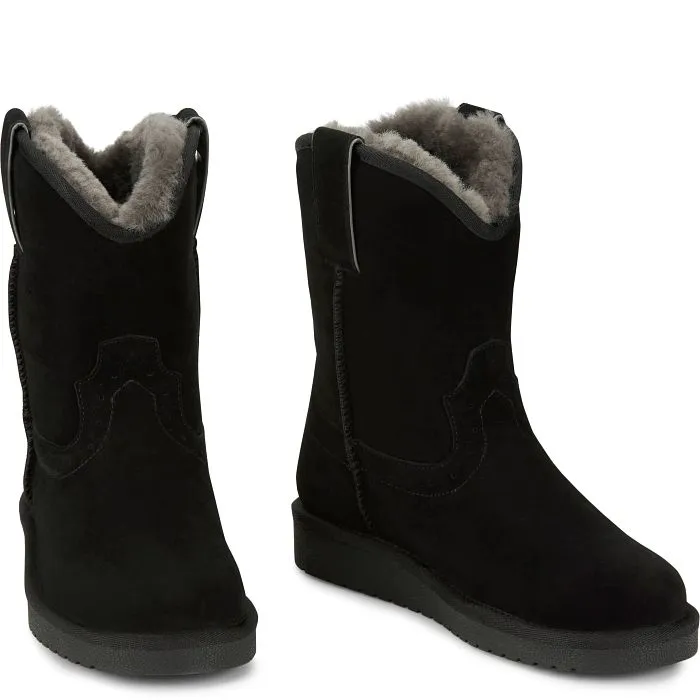Womens Justin Heidi Black Suede Shearling Boots - Cozy Winter Footwear