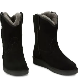 Womens Justin Heidi Black Suede Shearling Boots - Cozy Winter Footwear